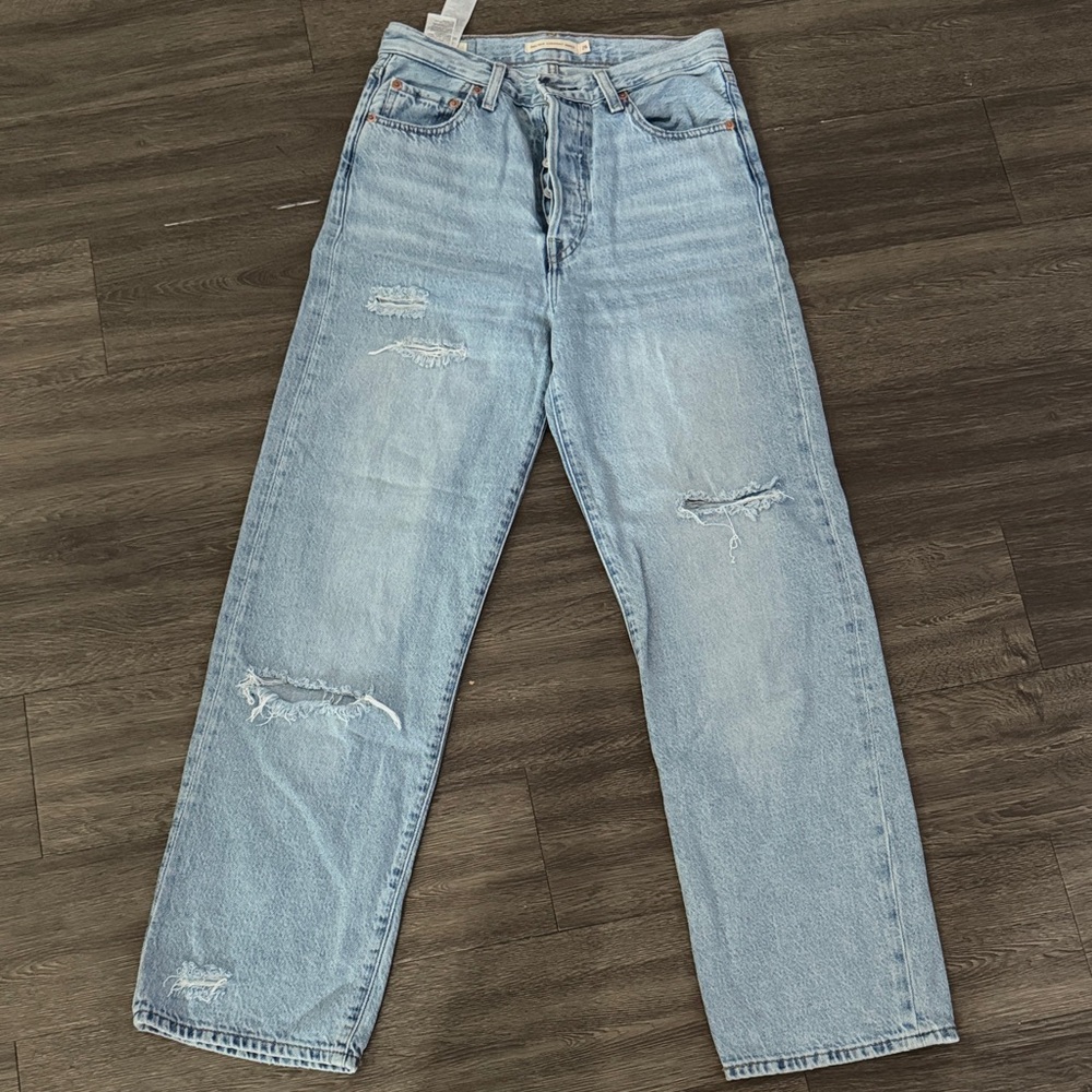 Levi's Light Blue Distressed Boyfriend Jeans